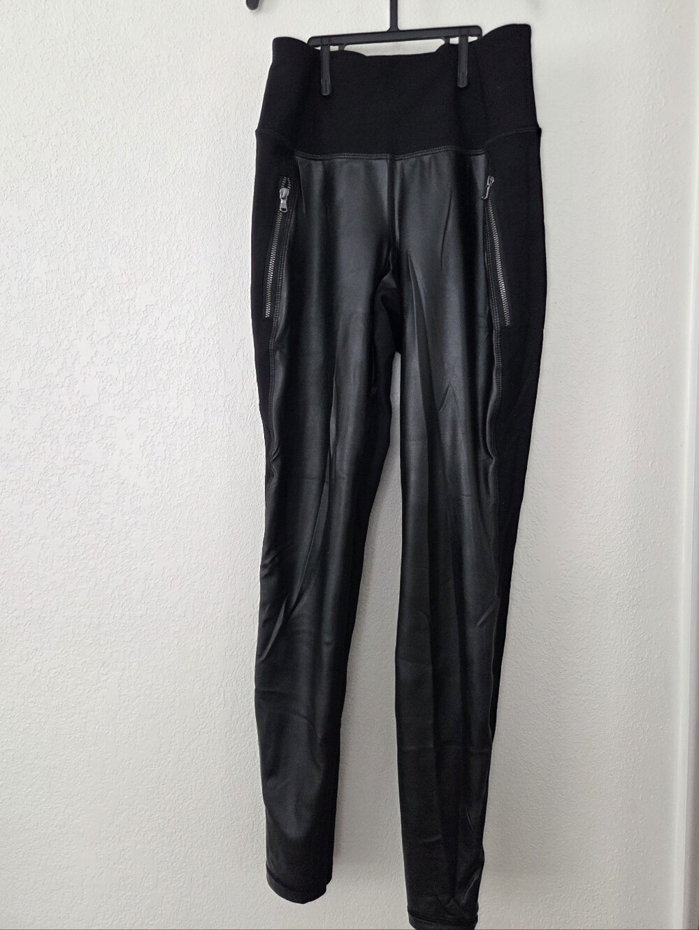 Old Navy Black High-Waist Faux Leather Leggings with Zip Pockets